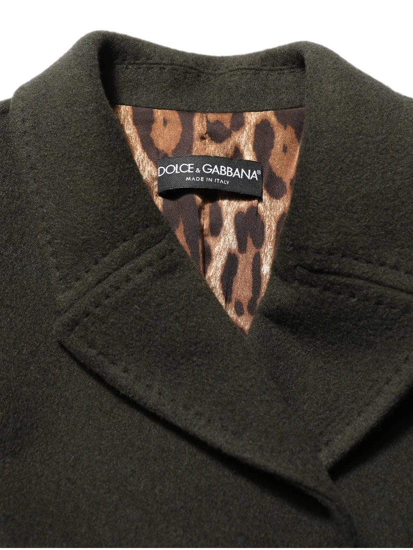 Dark Green Double Breasted Peacoat Jacket