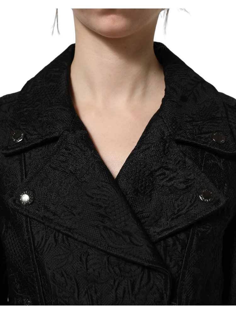 Black Floral Brocade Biker Blouson Jacket alternative
