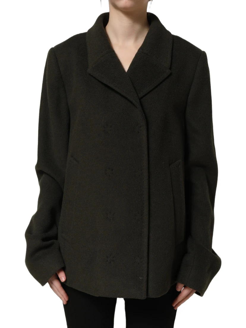 Dark Green Double Breasted Peacoat Jacket