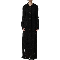 Black Embellished Guipure Lace Coat Jacket