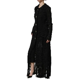 Black Embellished Guipure Lace Coat Jacket