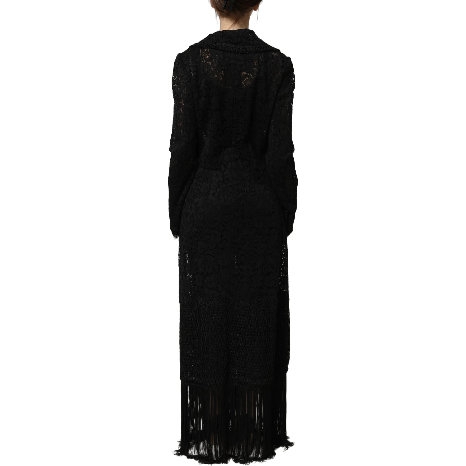 Black Embellished Guipure Lace Coat Jacket
