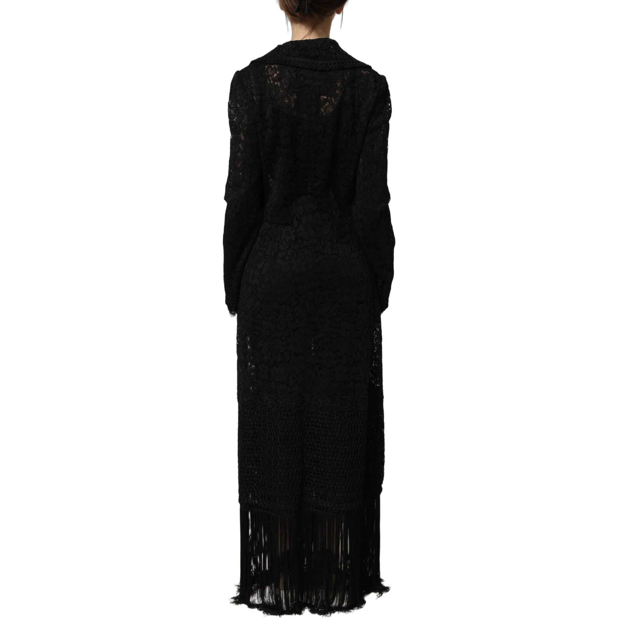 Black Embellished Guipure Lace Coat Jacket