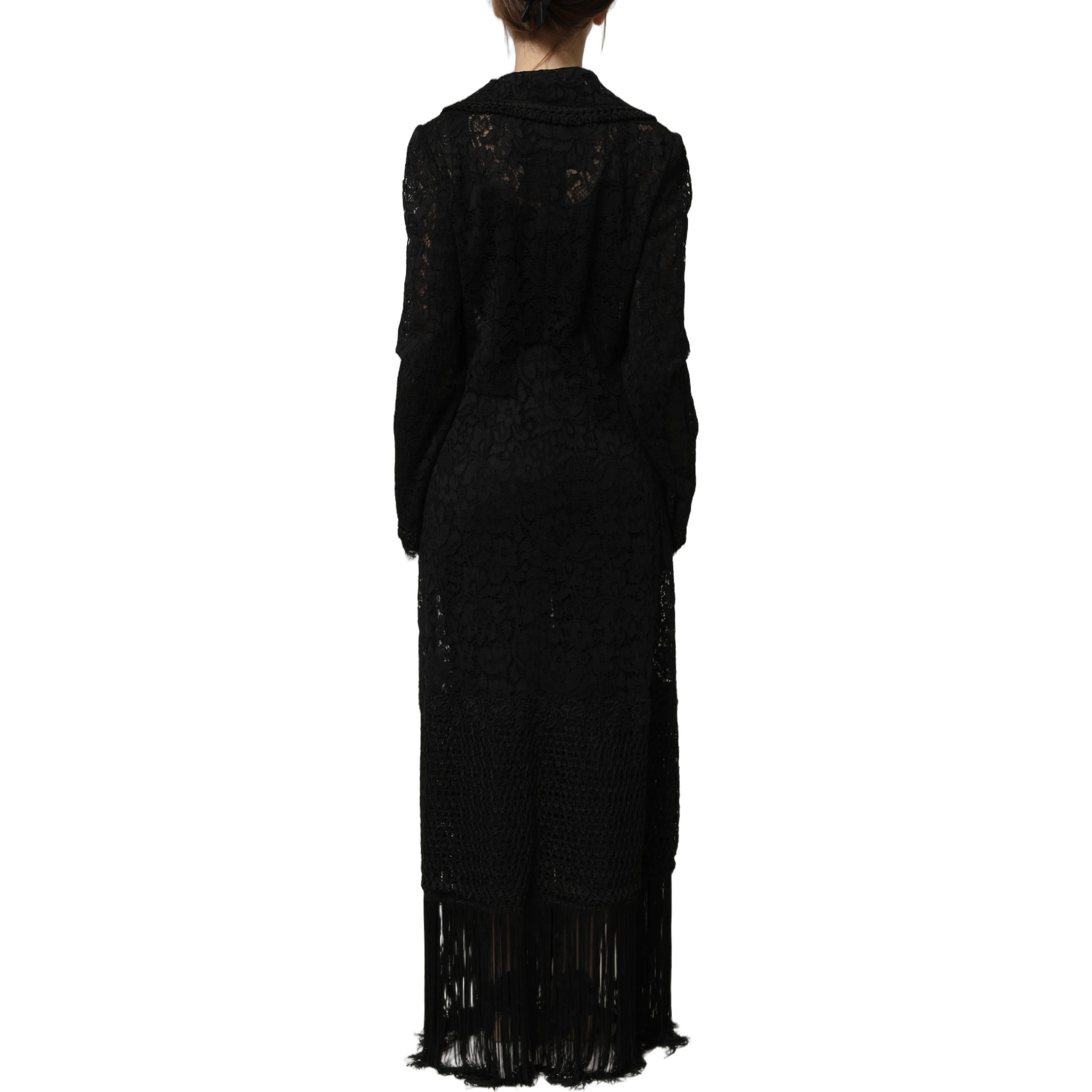 Black Embellished Guipure Lace Coat Jacket