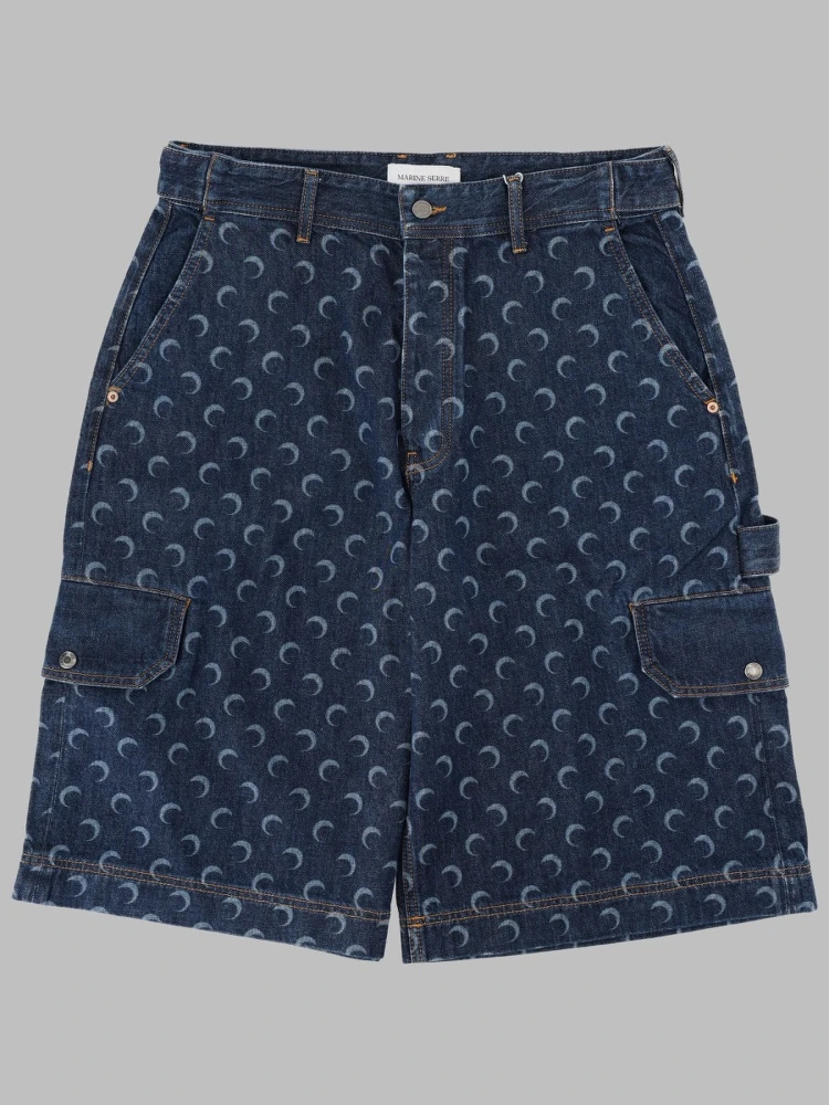 SHORTS IN DENIM CON STAMPA ALL OVER