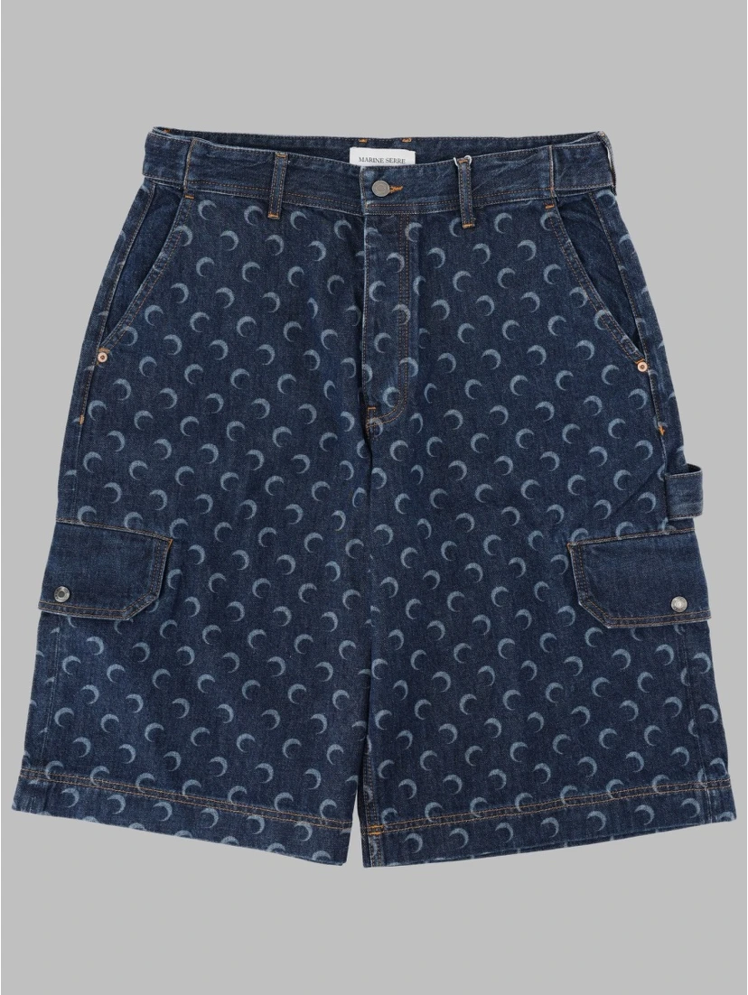 SHORTS IN DENIM CON STAMPA ALL OVER