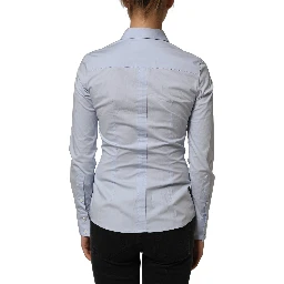 Blue Collared Long Sleeves Dress Shirt Top