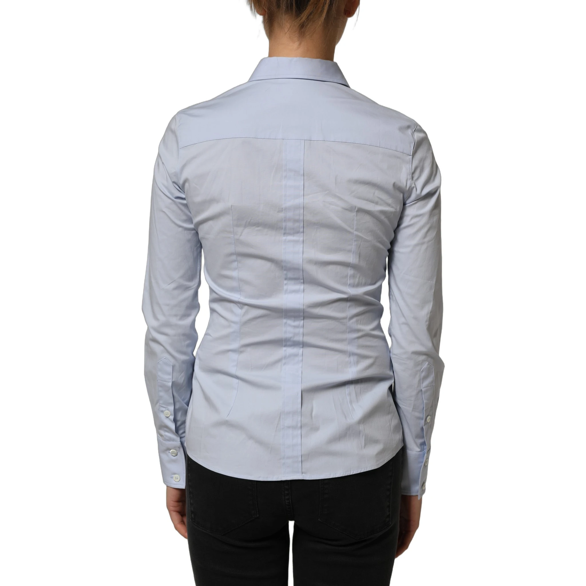 Blue Collared Long Sleeves Dress Shirt Top