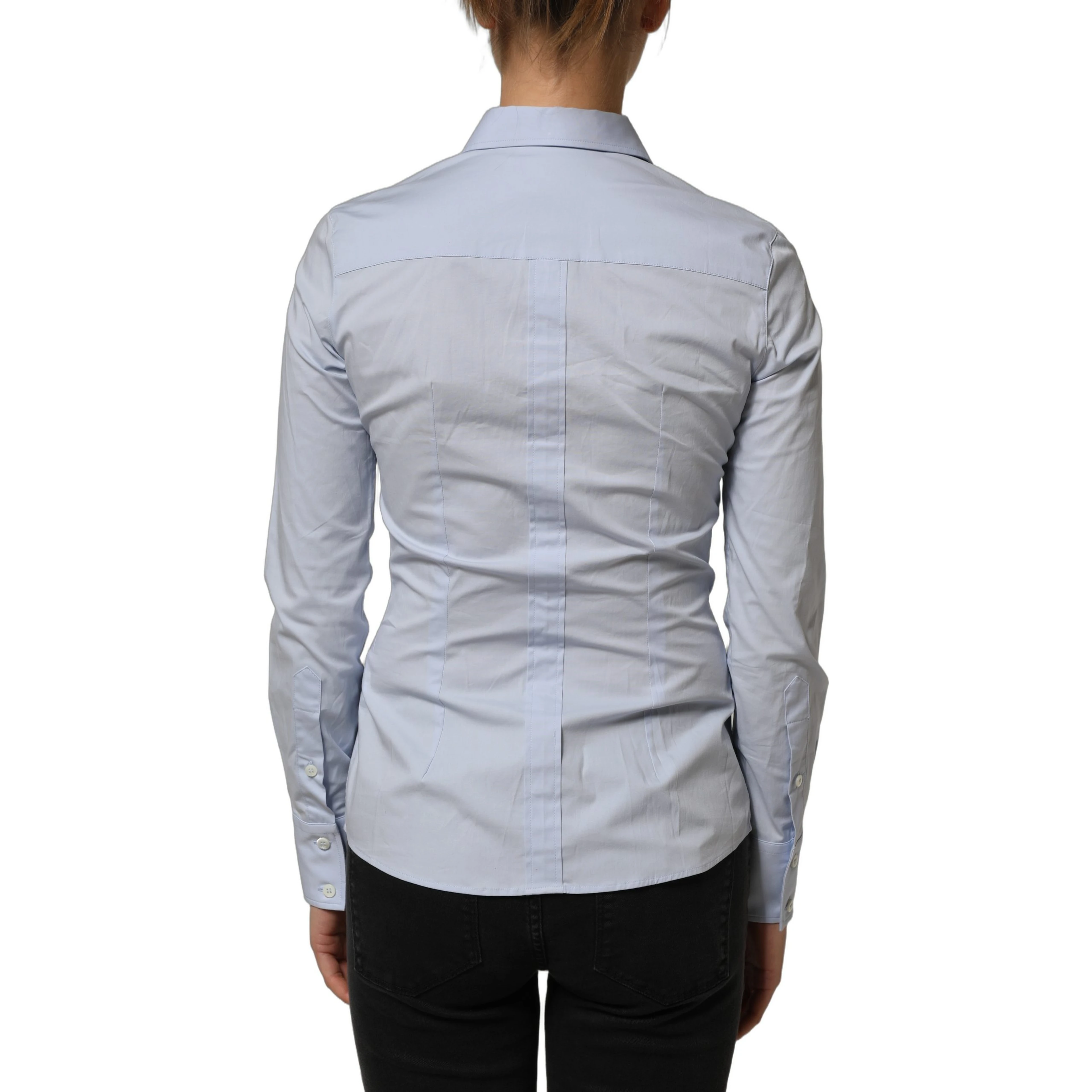 Blue Collared Long Sleeves Dress Shirt Top