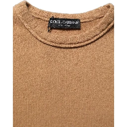 Brown Wool Short Sleeves Cropped Blouse Top