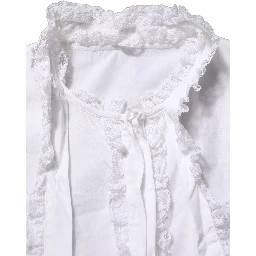 White Ruffled Lace Embellished Blouse Top