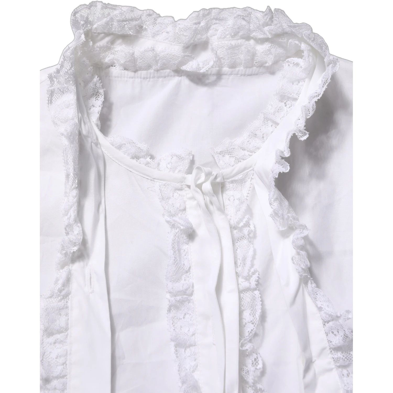 White Ruffled Lace Embellished Blouse Top