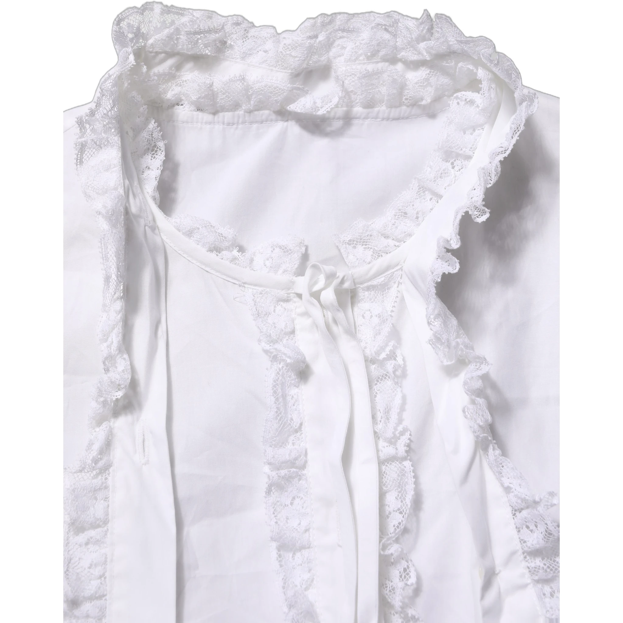 White Ruffled Lace Embellished Blouse Top