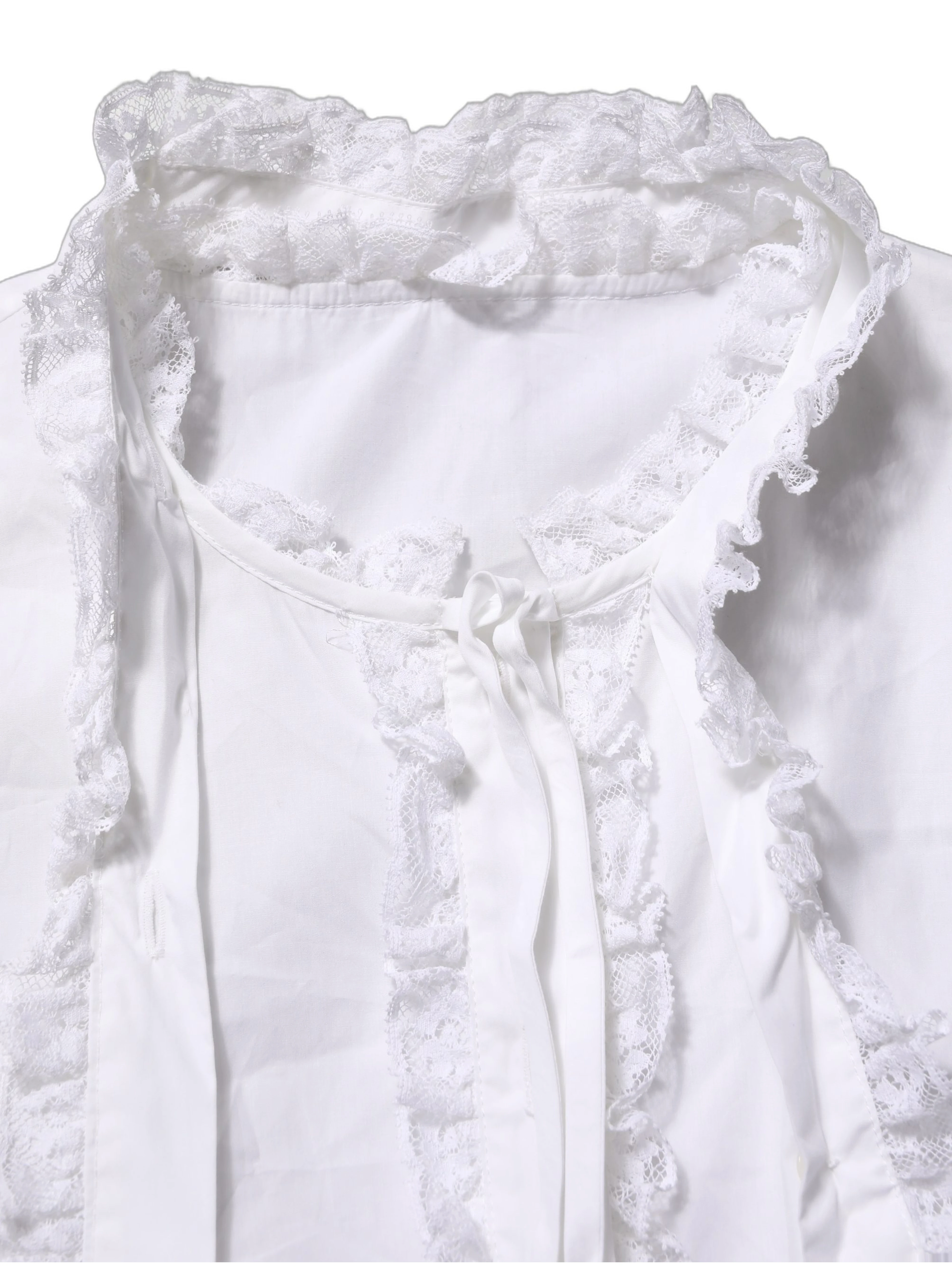White Ruffled Lace Embellished Blouse Top