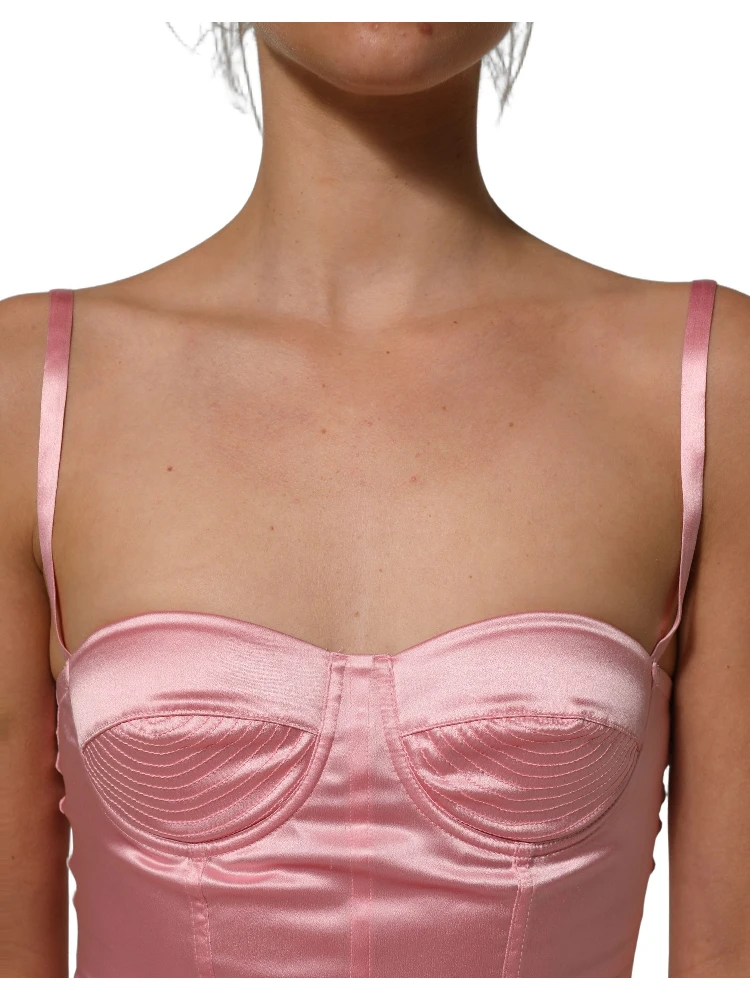 Pink Silk Satin Padded Bra Corset Style Top alternative