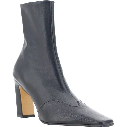 Black Calf Leather Bos Taurus Ankle Boots