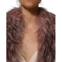 Pink Acrylic Faux Fur Knit Shrug Vest Top