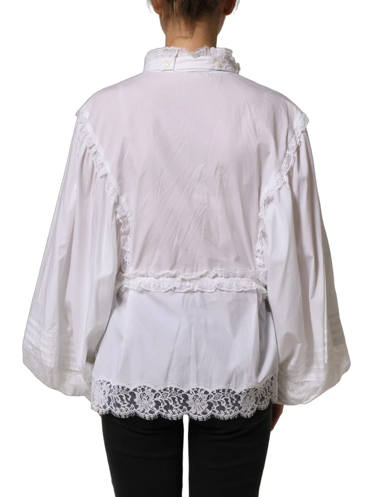 White Ruffled Lace Embellished Blouse Top alternative