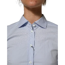 Blue Collared Long Sleeves Dress Shirt Top