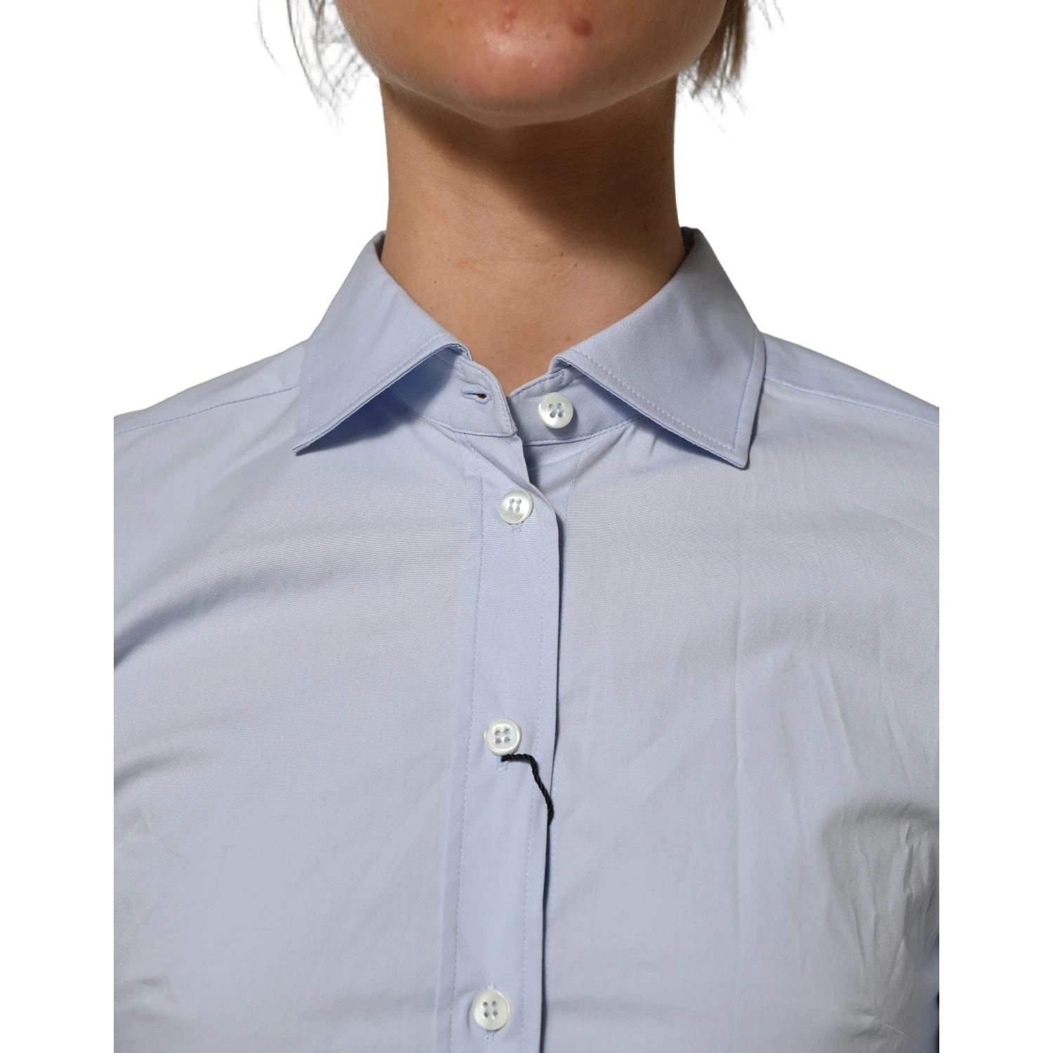 Blue Collared Long Sleeves Dress Shirt Top