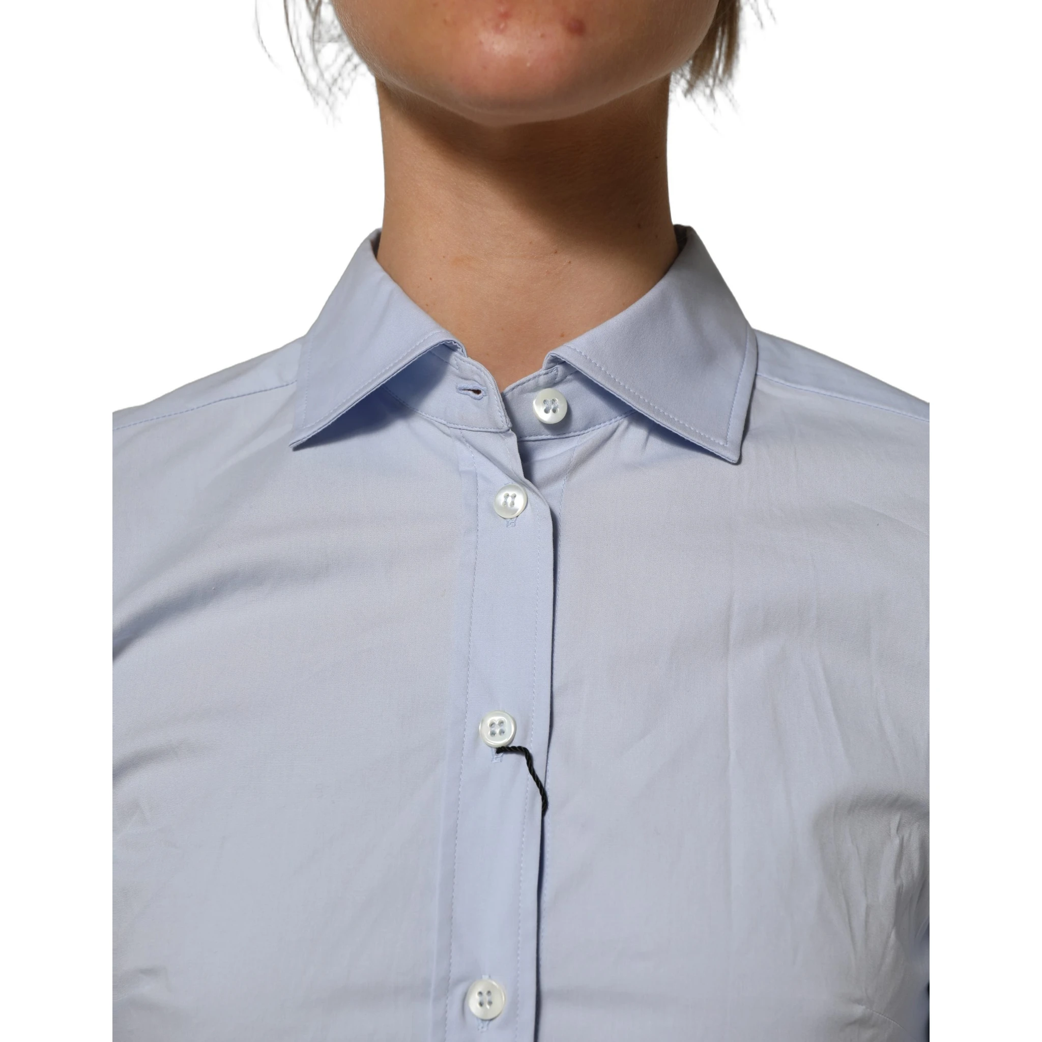 Blue Collared Long Sleeves Dress Shirt Top
