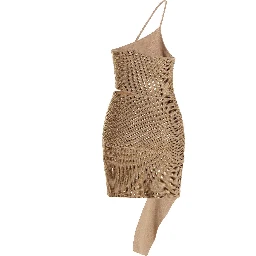 Beige Viscose Mini Skirt