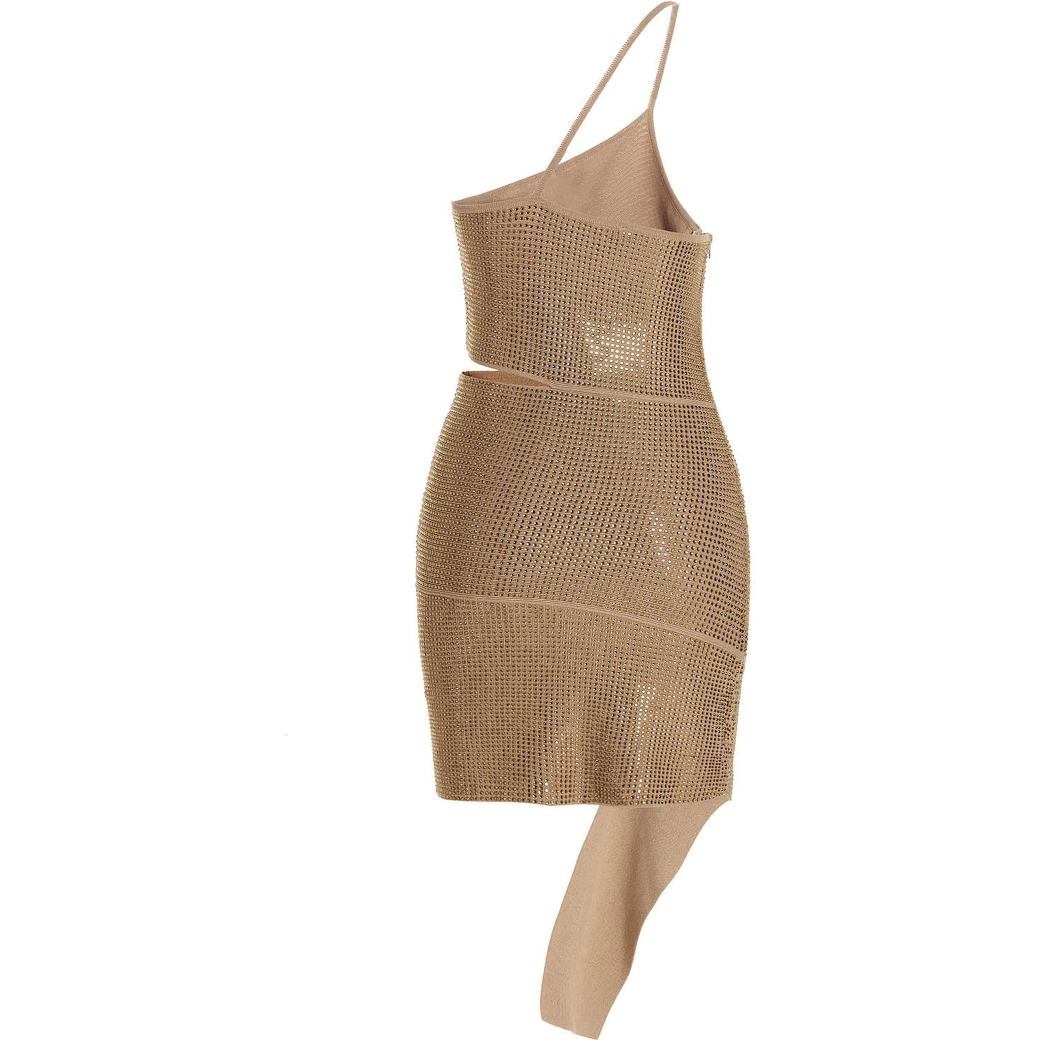 Beige Viscose Mini Skirt