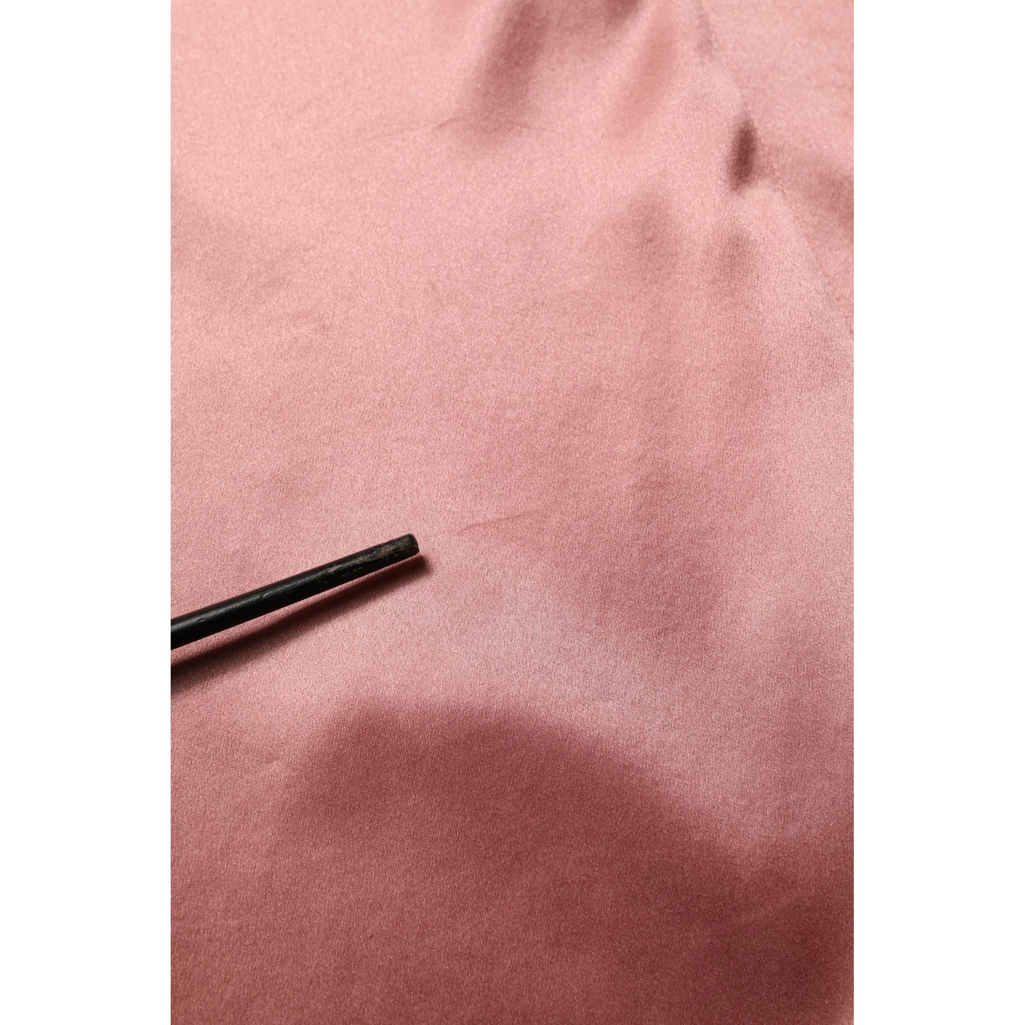 Pink Satin Silk V-neck Long Sleeves Blouse Top