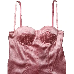 Pink Silk Satin Padded Bra Corset Style Top