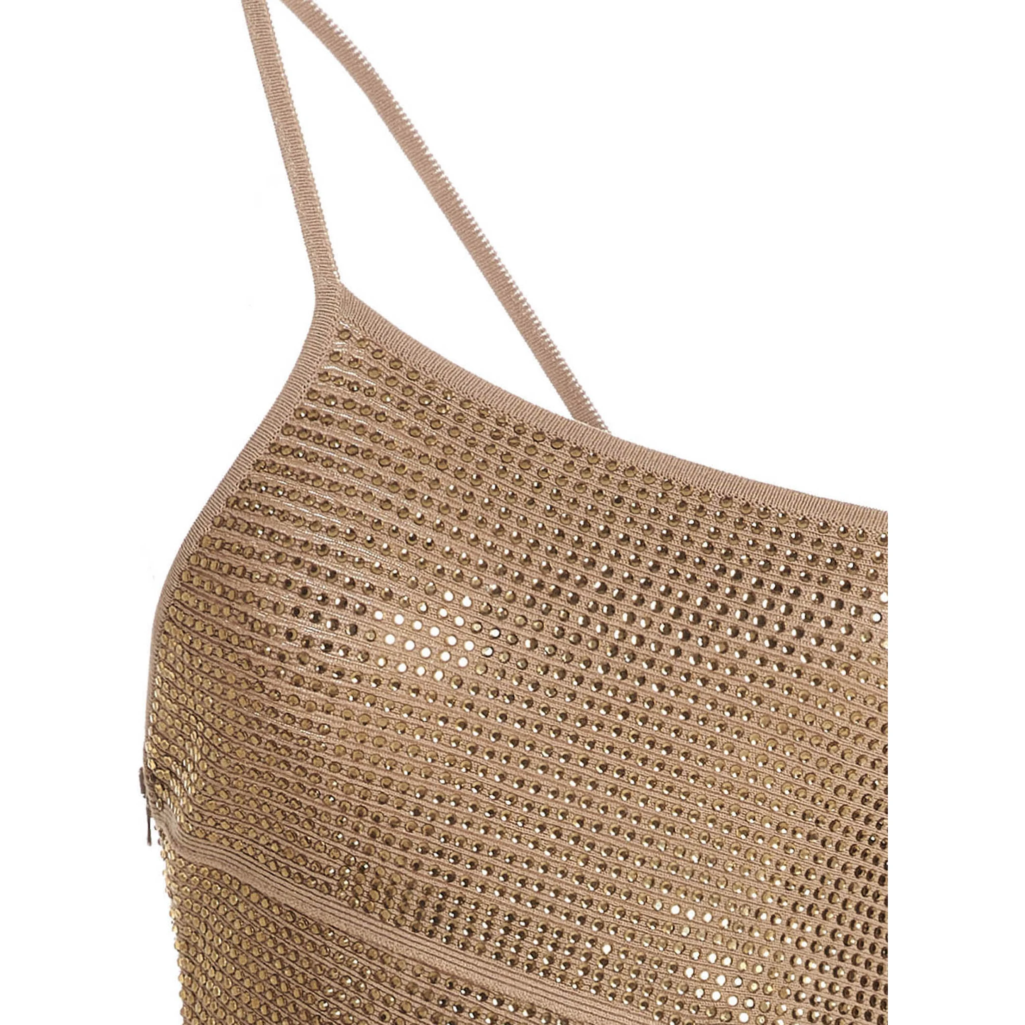 Beige Viscose Mini Skirt