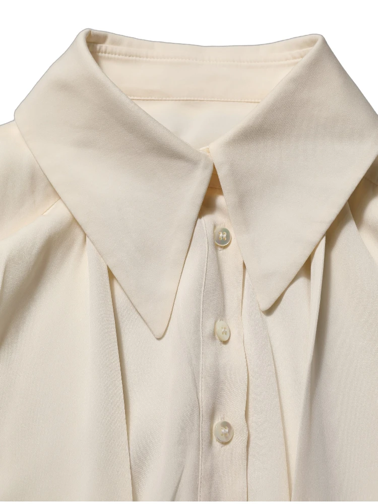Off White Ascot Collar Long Sleeves Blouse Top alternative