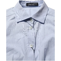 Blue Collared Long Sleeves Dress Shirt Top