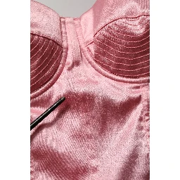 Pink Silk Satin Padded Bra Corset Style Top