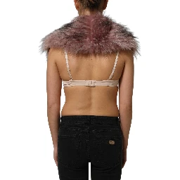 Pink Acrylic Faux Fur Knit Shrug Vest Top