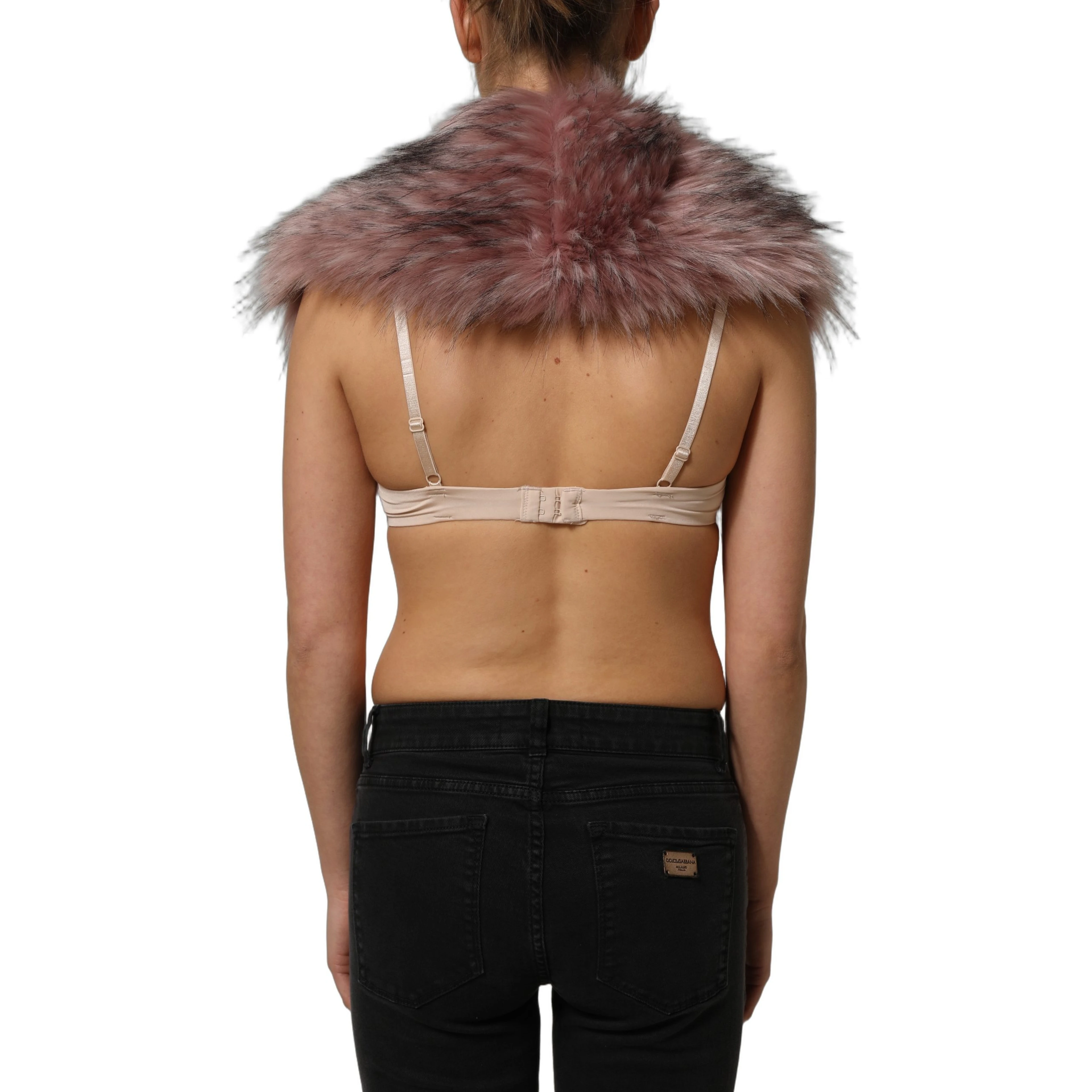 Pink Acrylic Faux Fur Knit Shrug Vest Top