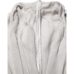 Gray Sheer Silk Chiffon Shirt Bow Collar Top