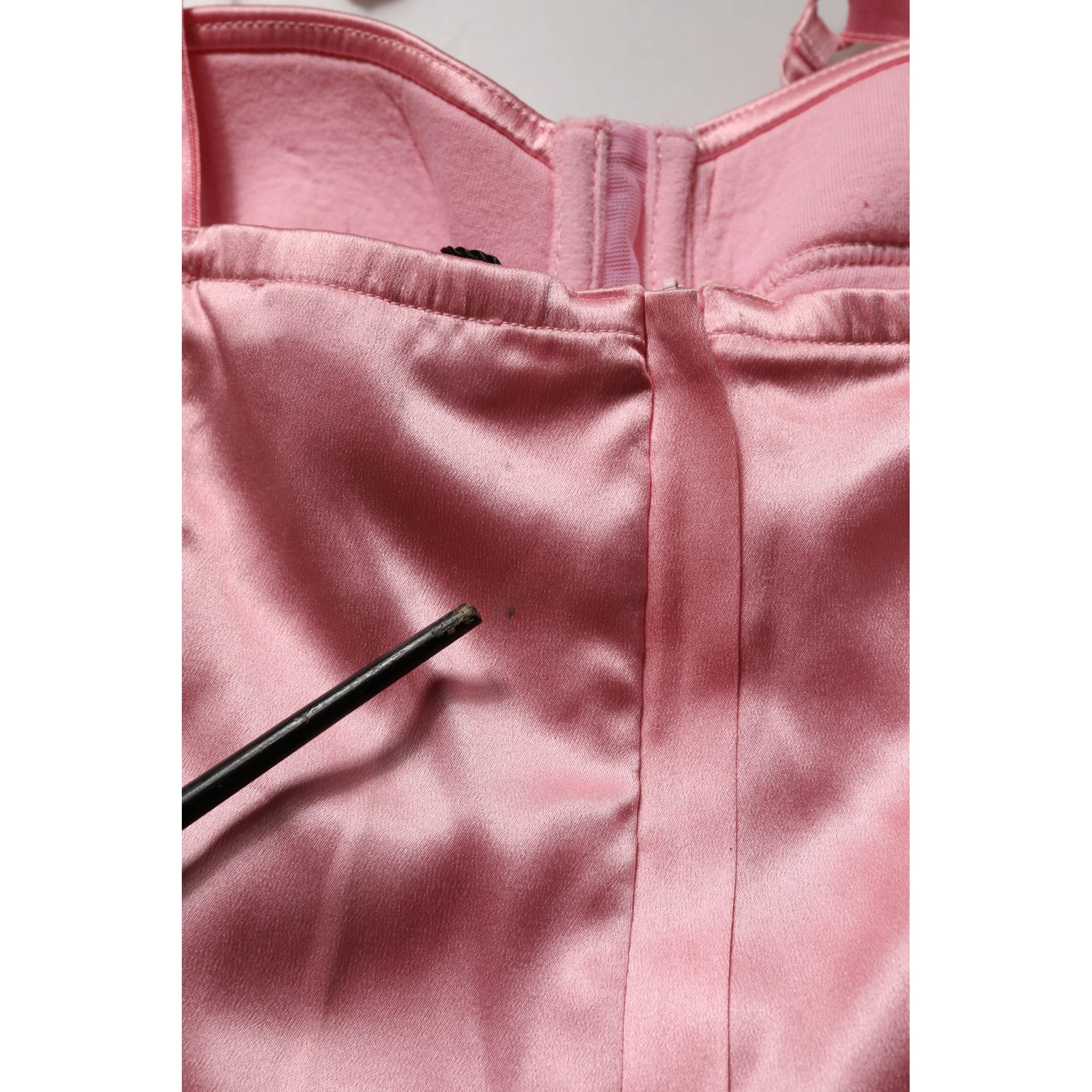 Pink Silk Satin Padded Bra Corset Style Top
