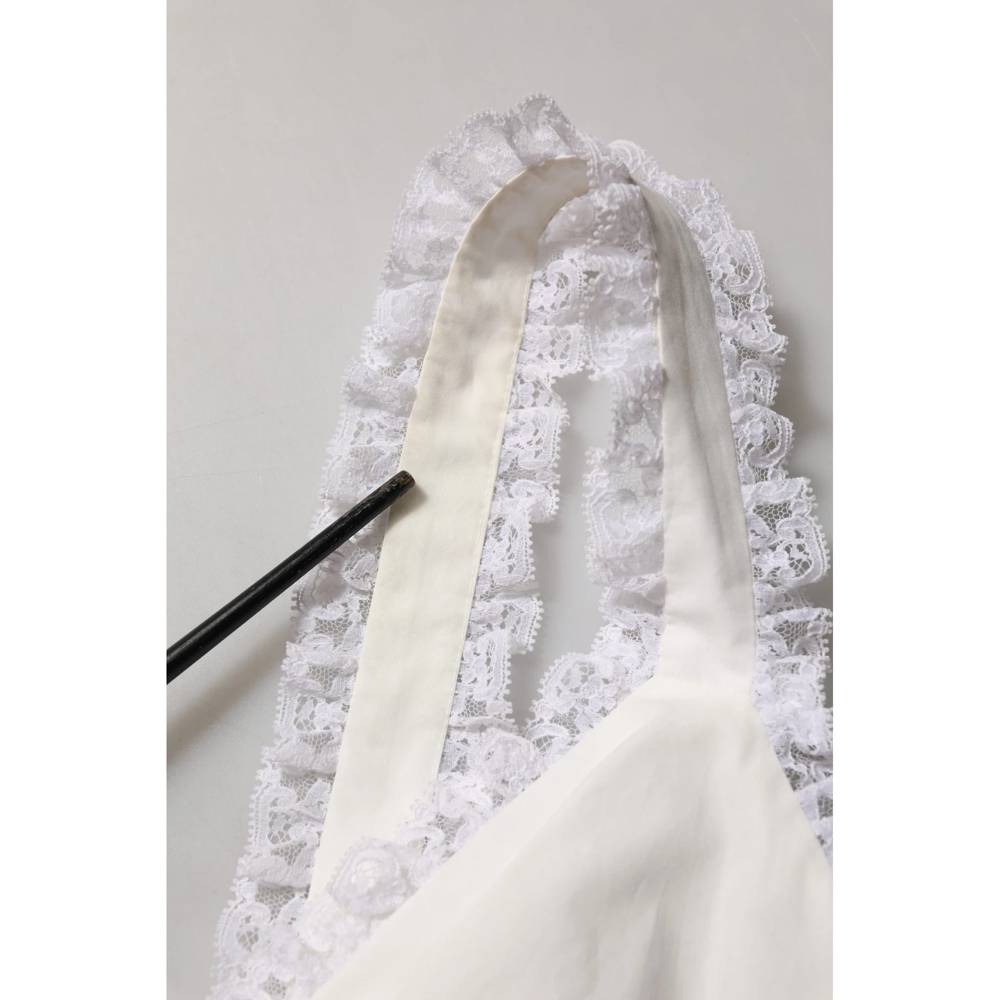 White Lace Trimmed Cotton Cropped Tank Top