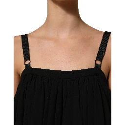 Black Sleeveless Floral Lace Tank Blouse Top