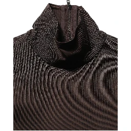 Brown Turtleneck Long Sleeves Blouse Top