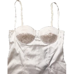 White Silk Satin Padded Bra Corset Style Top