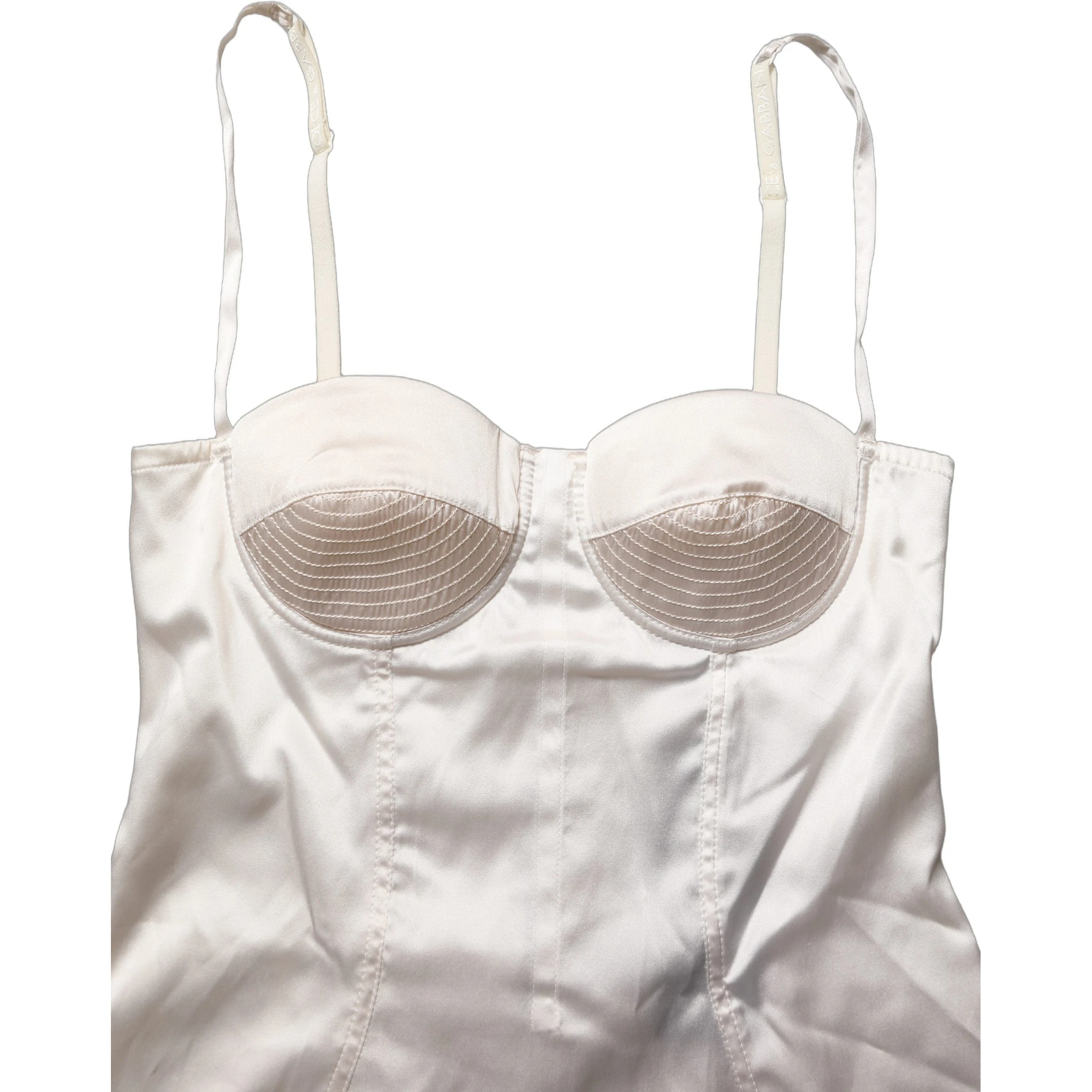 White Silk Satin Padded Bra Corset Style Top