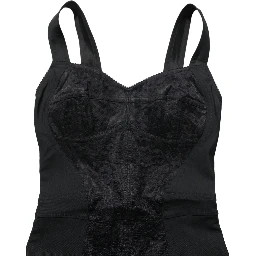 Black Floral Lace Corset Bodycon Bodysuit