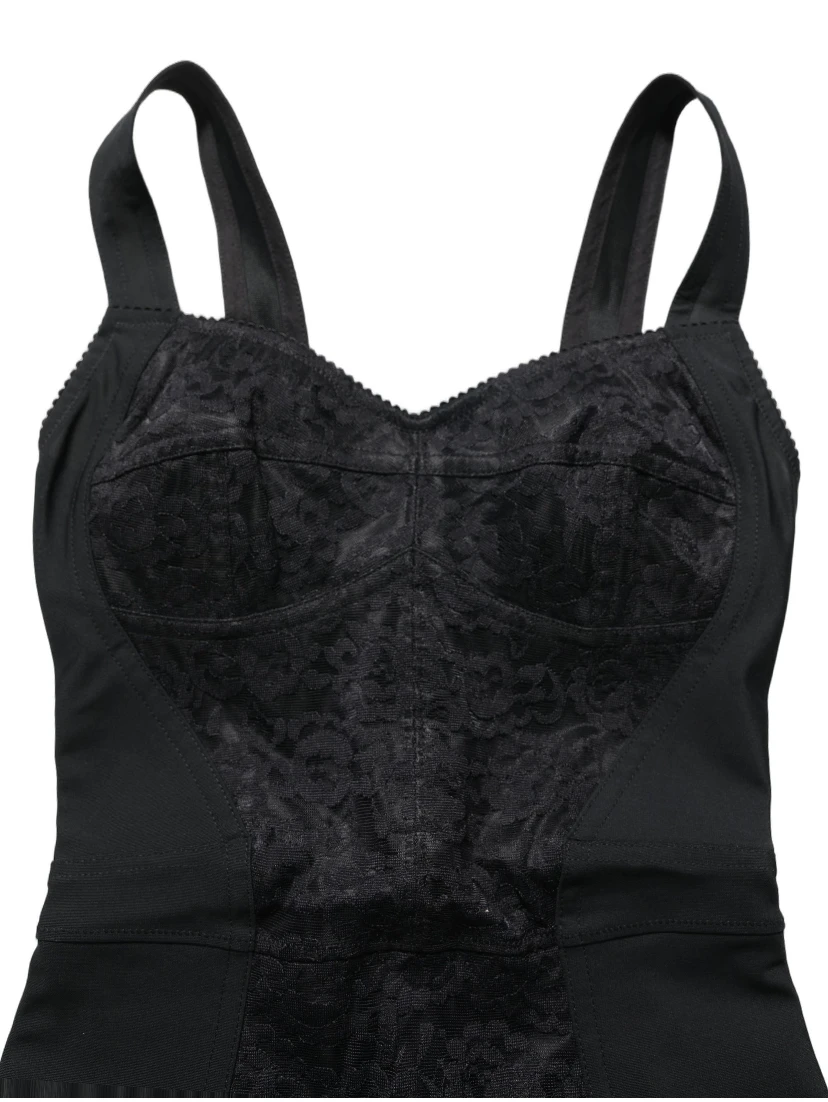Black Floral Lace Corset Bodycon Bodysuit