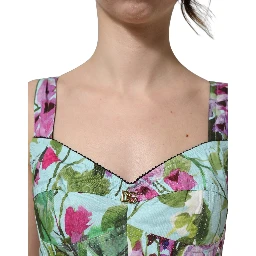 Multicolor Floral Cropped Bustier Tank Top