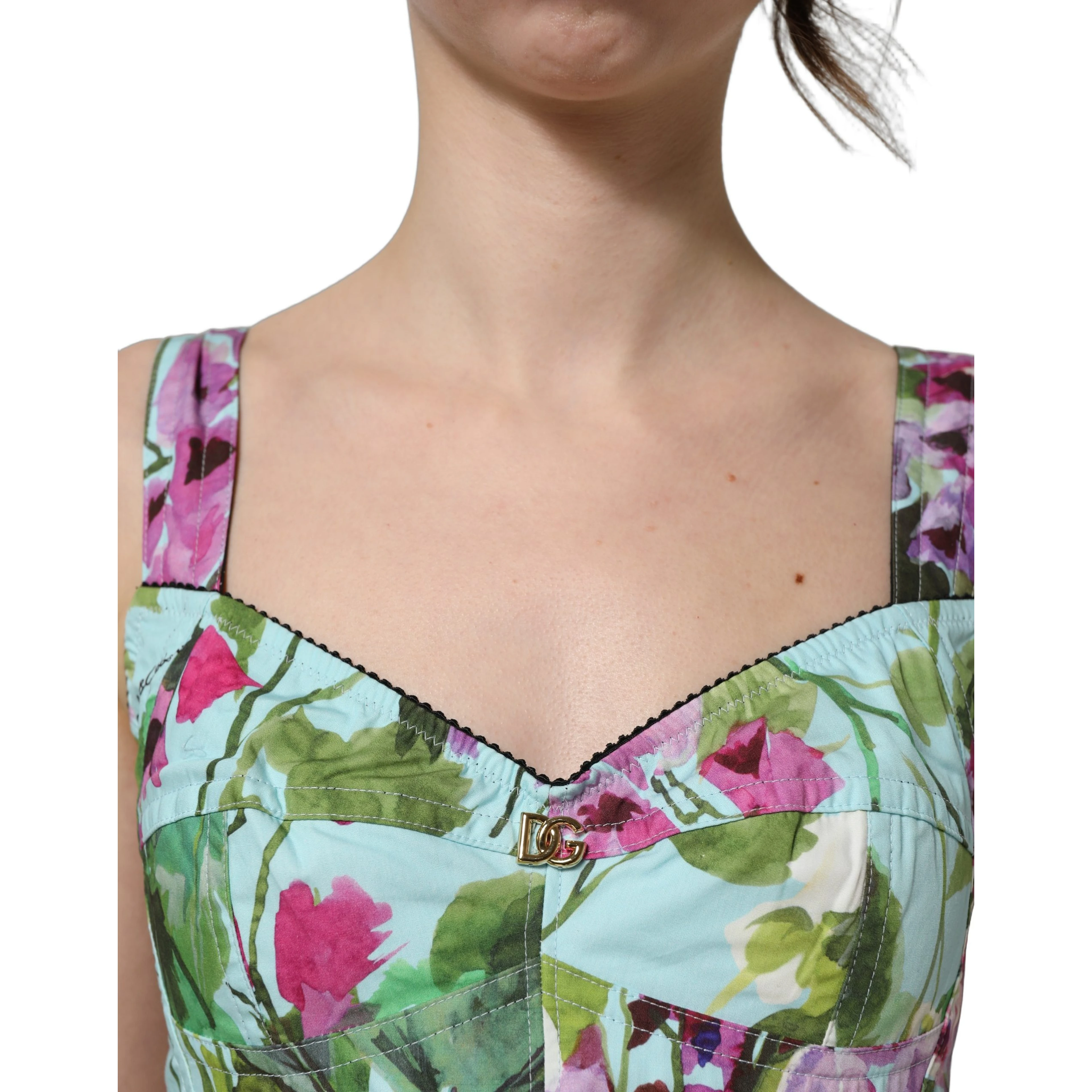 Multicolor Floral Cropped Bustier Tank Top