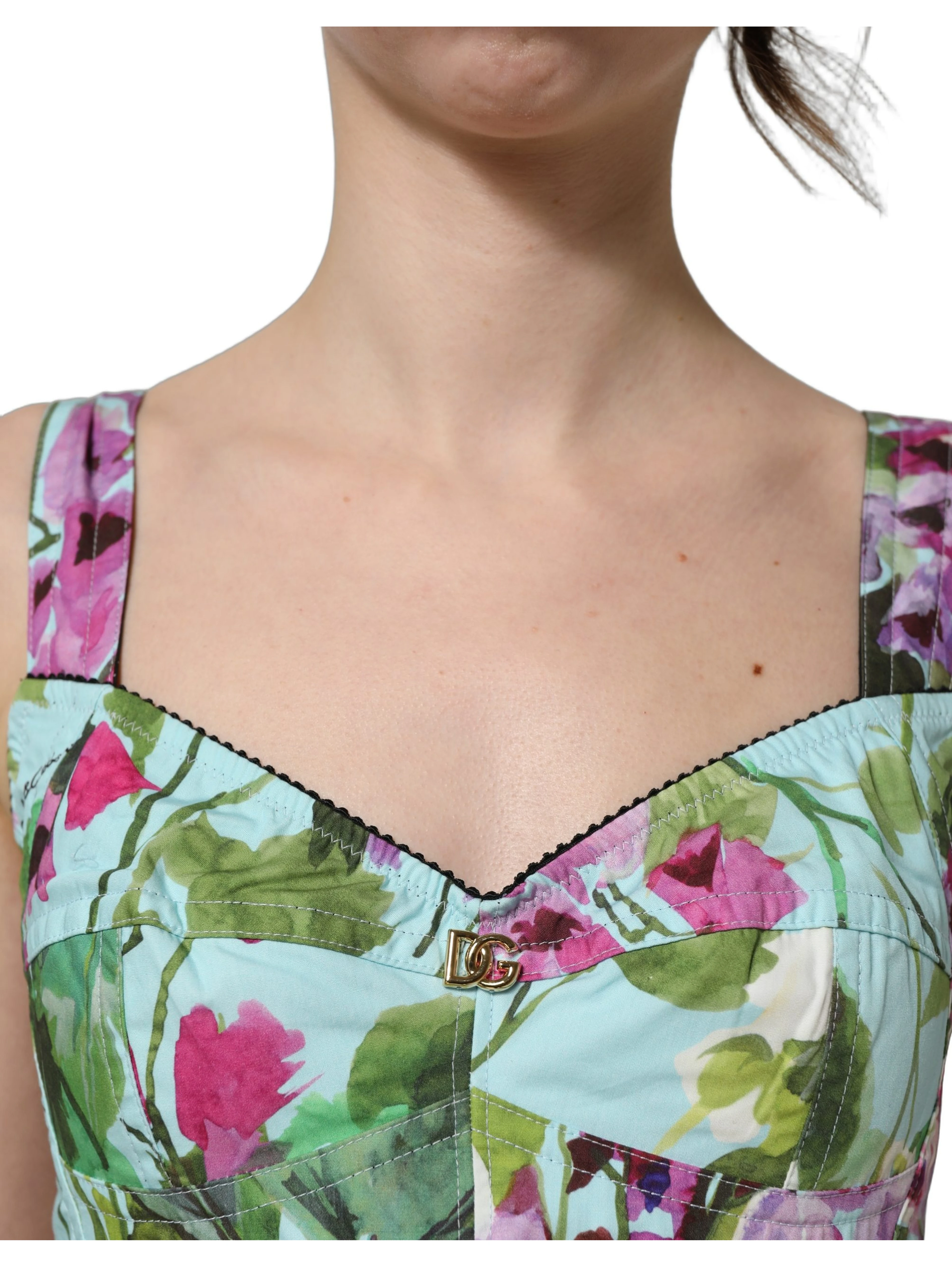 Multicolor Floral Cropped Bustier Tank Top