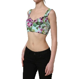 Multicolor Floral Cropped Bustier Tank Top