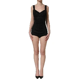 Black Floral Lace Corset Bodycon Bodysuit