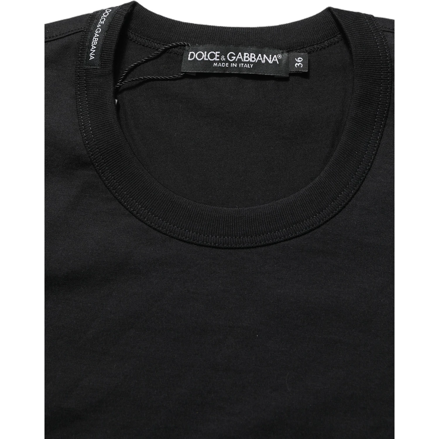 Black Cotton Short Sleeves Crew Neck T-shirt
